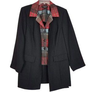 PERCEPTIONS WOMAN Black & Red Blazer Jacket With Built-In Blouse - Women's 14 W